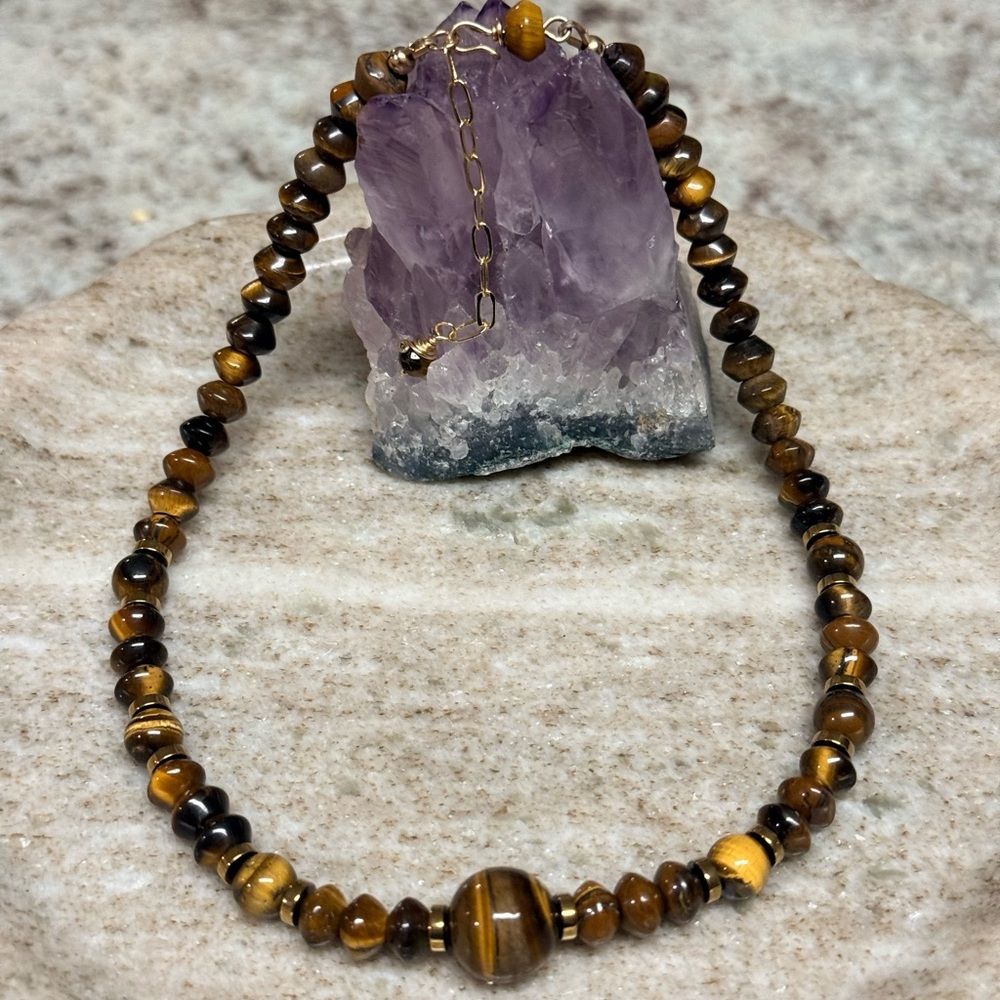 Tiger Eye Statement Choker Necklace